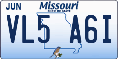 MO license plate VL5A6I