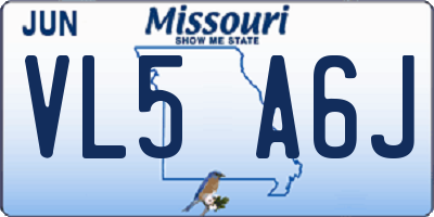 MO license plate VL5A6J