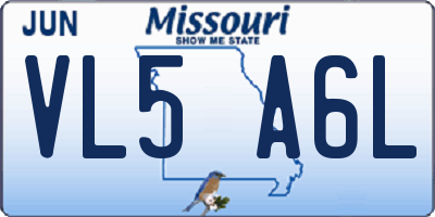 MO license plate VL5A6L