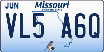 MO license plate VL5A6Q