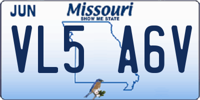 MO license plate VL5A6V
