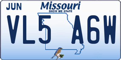 MO license plate VL5A6W