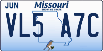 MO license plate VL5A7C
