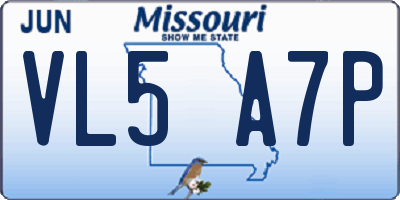 MO license plate VL5A7P