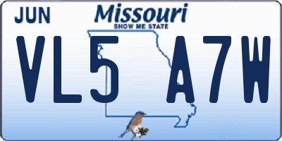 MO license plate VL5A7W