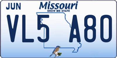 MO license plate VL5A8O