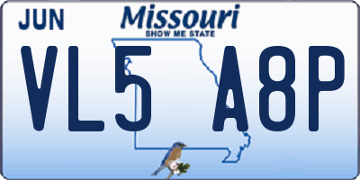 MO license plate VL5A8P