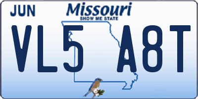 MO license plate VL5A8T