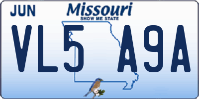 MO license plate VL5A9A