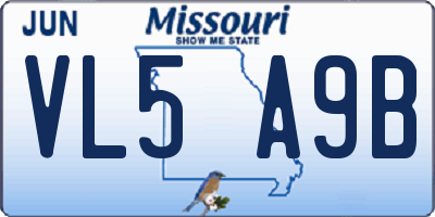 MO license plate VL5A9B