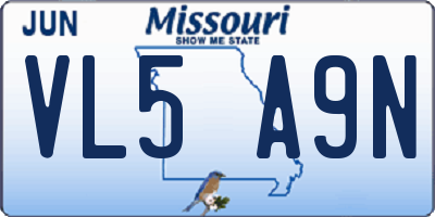 MO license plate VL5A9N