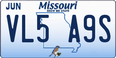 MO license plate VL5A9S
