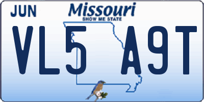MO license plate VL5A9T