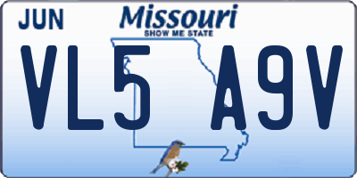 MO license plate VL5A9V