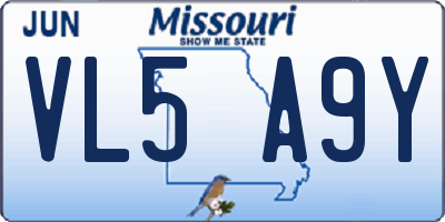 MO license plate VL5A9Y