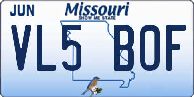 MO license plate VL5B0F