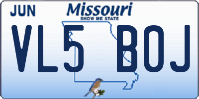 MO license plate VL5B0J