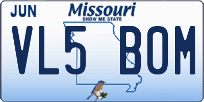 MO license plate VL5B0M