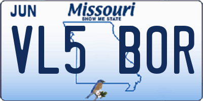 MO license plate VL5B0R