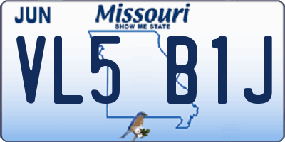 MO license plate VL5B1J