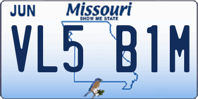 MO license plate VL5B1M