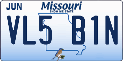 MO license plate VL5B1N