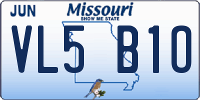 MO license plate VL5B1O