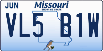 MO license plate VL5B1W