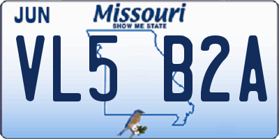 MO license plate VL5B2A