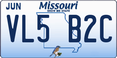 MO license plate VL5B2C