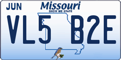 MO license plate VL5B2E