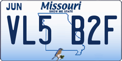 MO license plate VL5B2F