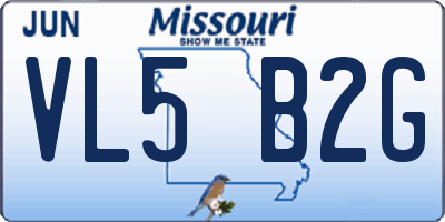 MO license plate VL5B2G