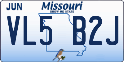 MO license plate VL5B2J