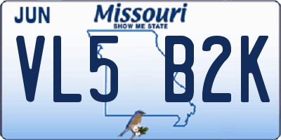 MO license plate VL5B2K