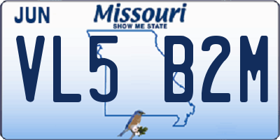 MO license plate VL5B2M