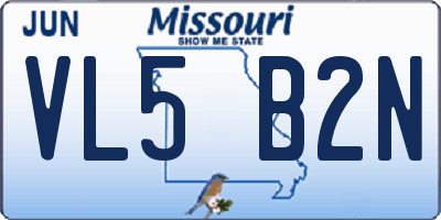 MO license plate VL5B2N