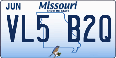 MO license plate VL5B2Q