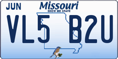 MO license plate VL5B2U