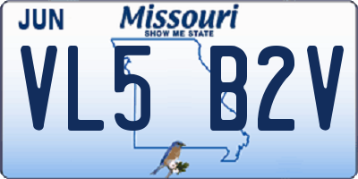 MO license plate VL5B2V