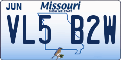 MO license plate VL5B2W