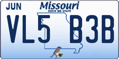 MO license plate VL5B3B