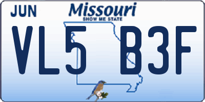 MO license plate VL5B3F