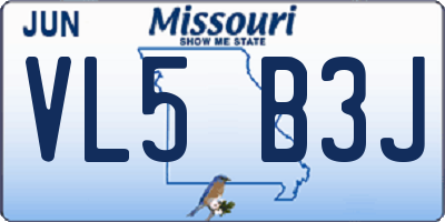 MO license plate VL5B3J
