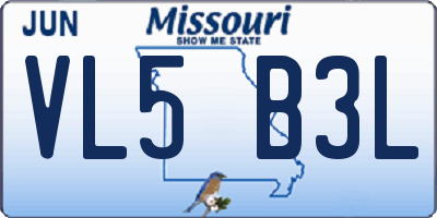 MO license plate VL5B3L
