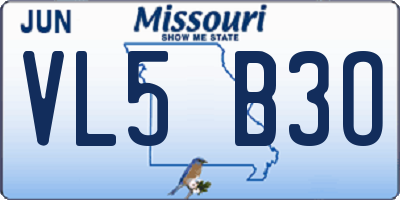 MO license plate VL5B3O