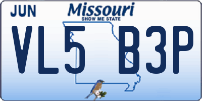 MO license plate VL5B3P
