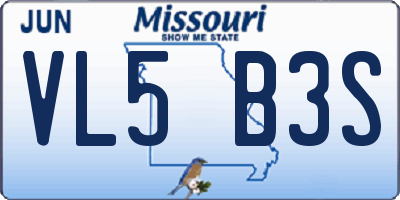 MO license plate VL5B3S