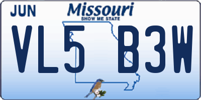 MO license plate VL5B3W