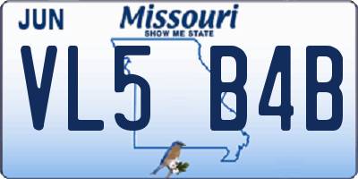 MO license plate VL5B4B